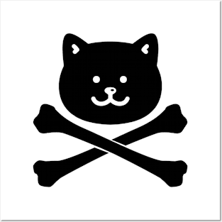 KITTEN BLACK CAT JOLLY ROGER Posters and Art